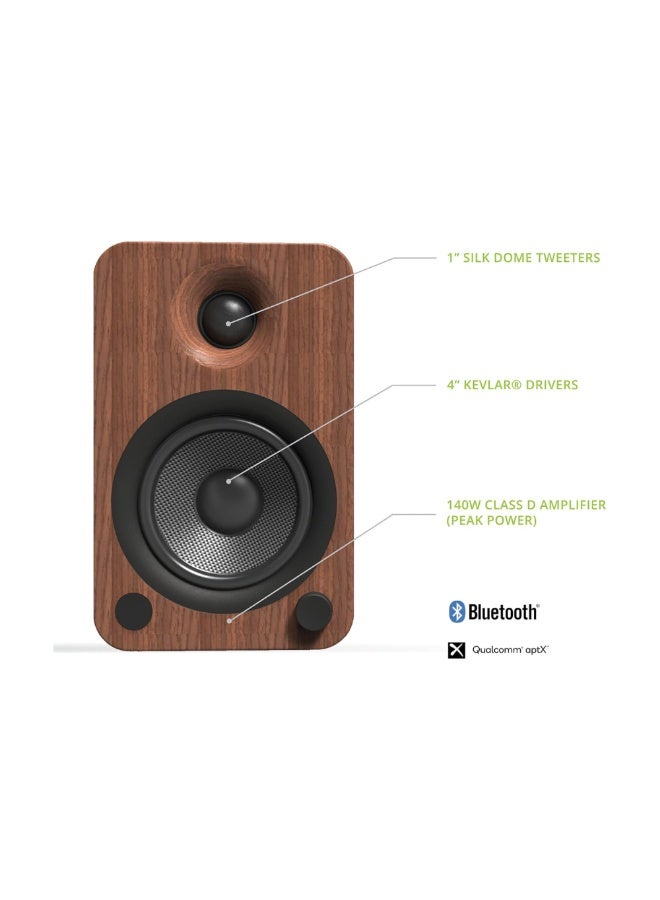 Kanto Audio YU4 140W Powered Bookshelf Speakers with Bluetooth and Phono Preamp - Walnut, Pair - Image 3