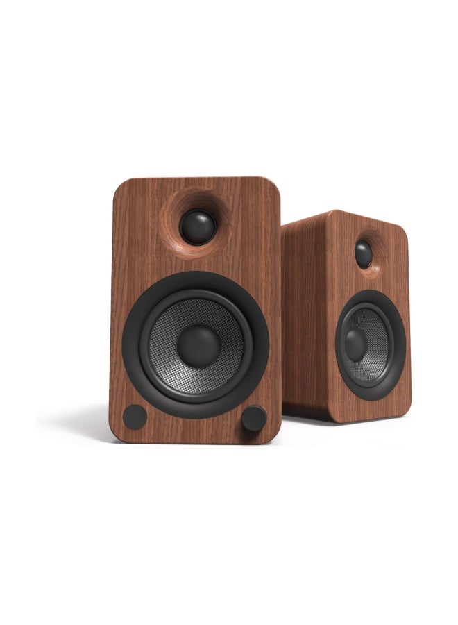 Kanto Audio YU4 140W Powered Bookshelf Speakers with Bluetooth and Phono Preamp - Walnut, Pair - Image 1