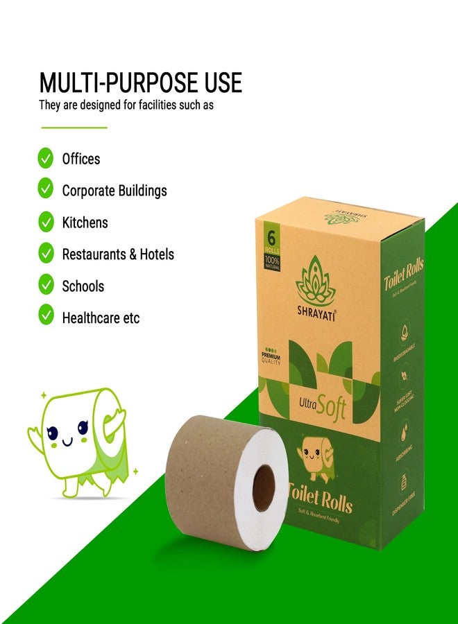 Shrayati Super Soft Toilet Tissue Paper Roll Box With 2 Ply & Biodegradable Material Use In Office, School & Healthcare Pack Of 6 | Toilet Paper | Toilet Roll | Tissue Rolls For Toilet - Image 2