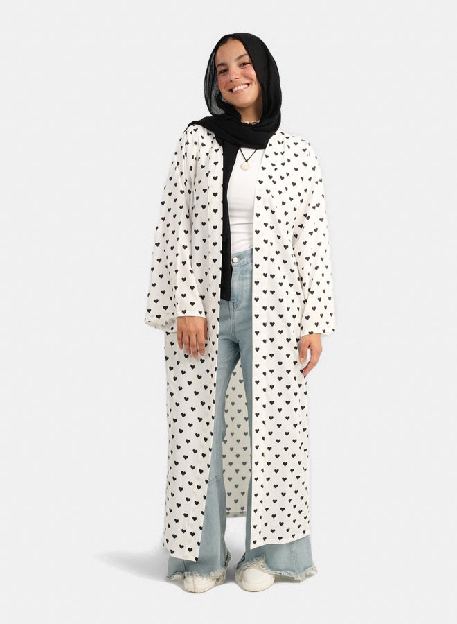 Clue Satin Heart Printed Kimono - Image 1