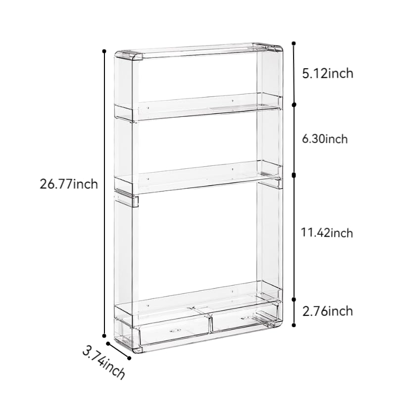 BOHOIDEE 3 Tiers Wall Acrylic Display Shelves with 2 Division Boards, Large Capactiy Acrylic Bathroom Organizer, Wall-Mounted Dustproof Makeup Organizer Storage for Bathroom, Kitchen, Room Decor - Image 2