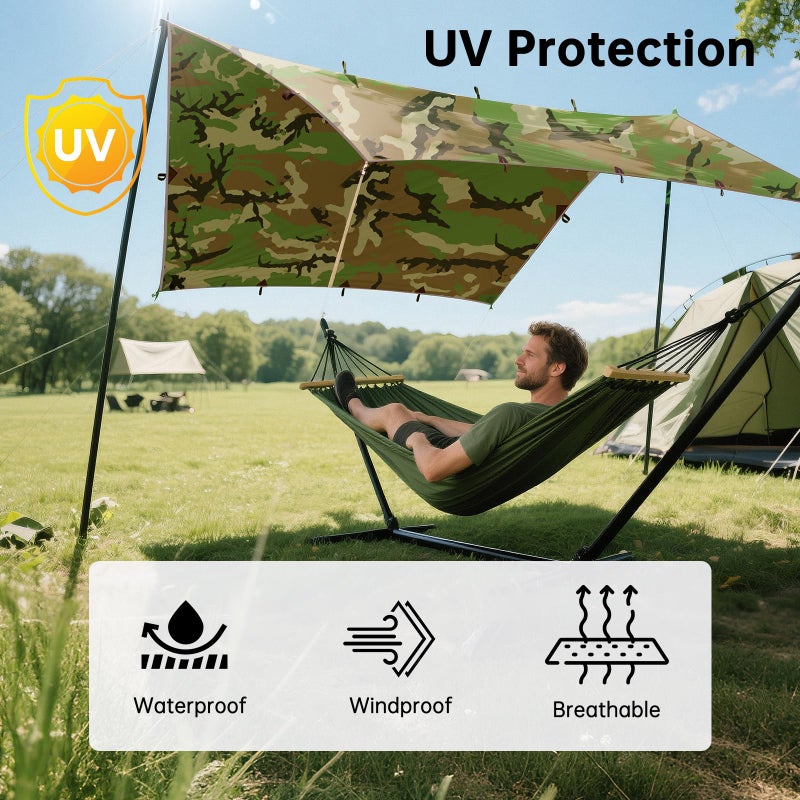 FREE SOLDIER Camping Tarp Waterproof Portable Multifunctional Outdoor Camping Traveling Awning Backpacking Shelter Rain Tarp (Camo 10Ã—10.5ft) - Image 4