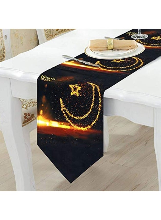 GGEROU - Ramadan Table Runner Eid Mubarak Table Runner Ramadan Eid Mubarak Decorations for Home Happy Ramadan MubarakParty Supplies 12 x 70 Inch - Image 1