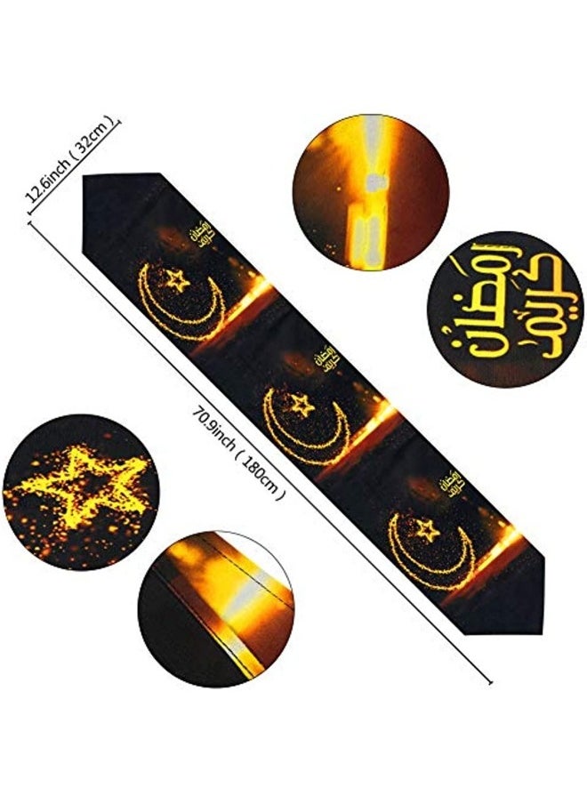 GGEROU - Ramadan Table Runner Eid Mubarak Table Runner Ramadan Eid Mubarak Decorations for Home Happy Ramadan MubarakParty Supplies 12 x 70 Inch - Image 1