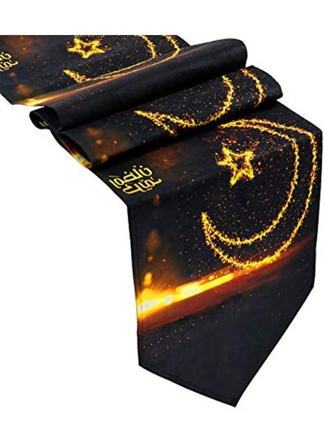 GGEROU - Ramadan Table Runner Eid Mubarak Table Runner Ramadan Eid Mubarak Decorations for Home Happy Ramadan MubarakParty Supplies 12 x 70 Inch - Image 1