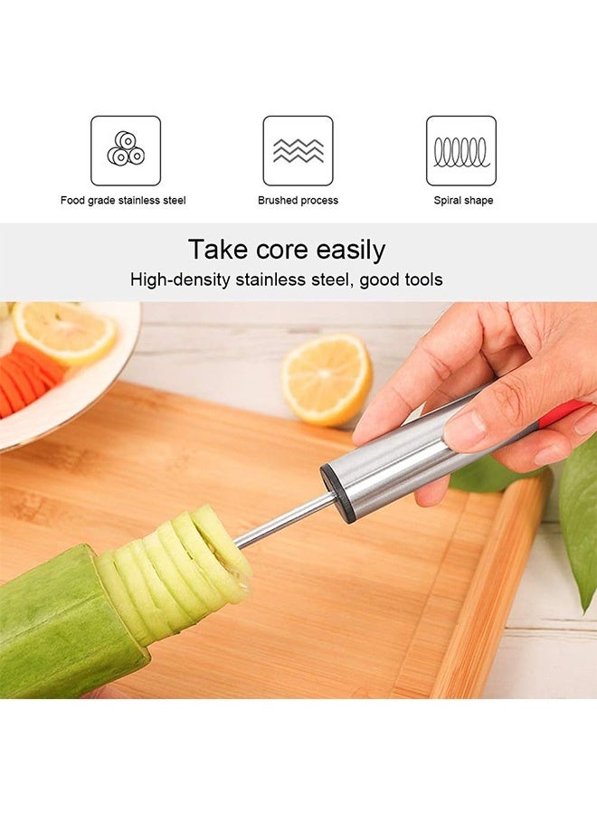 غنافوتو مثقاب خضروات من الفولاذ المقاوم للصدأ مثقاب فاكهة من الفولاذ المقاوم للصدأ، آلة حفر الخضروات الحلزونية للخضروات، طقم حلزوني للخضروات، مقبض مريح مع 4 أحجام لتقطيع وتفريغ الكوسة والبطاطس والجزر - Image 4