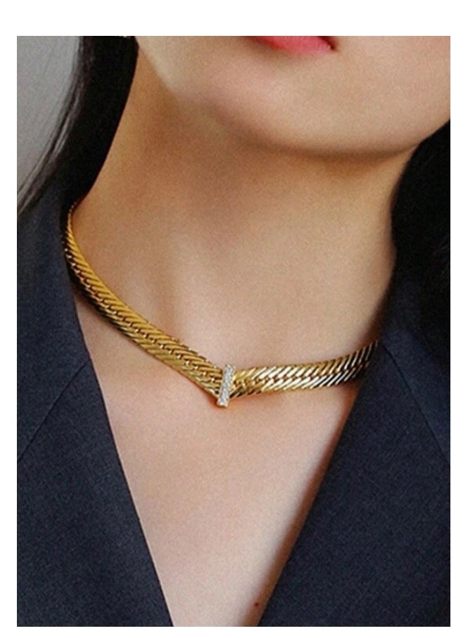 Luxury & Elegant 18k Gold Plated Stainless Steel Necklace For Women