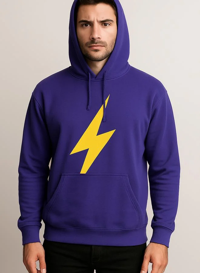 PAUSE Men Purple Graphic Lightning Bolt Pullover Hoodie