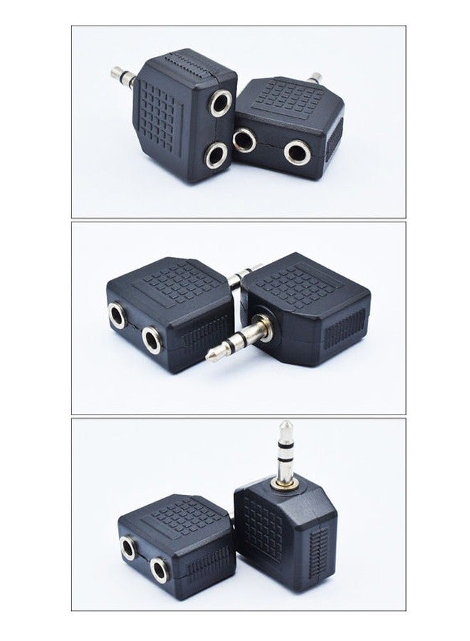 Pack of 6 Stereo Headphone Cable Splitter Adapter Jack Splitte 3.5mm Black  - Image 2