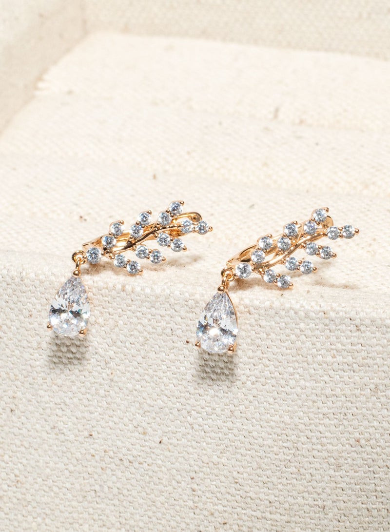 Earrings gold plated color inlaid with zirconia for women