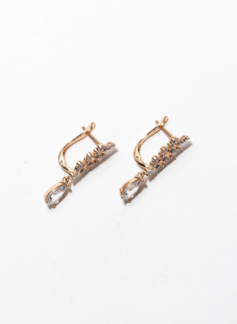 Earrings gold plated color inlaid with zirconia for women