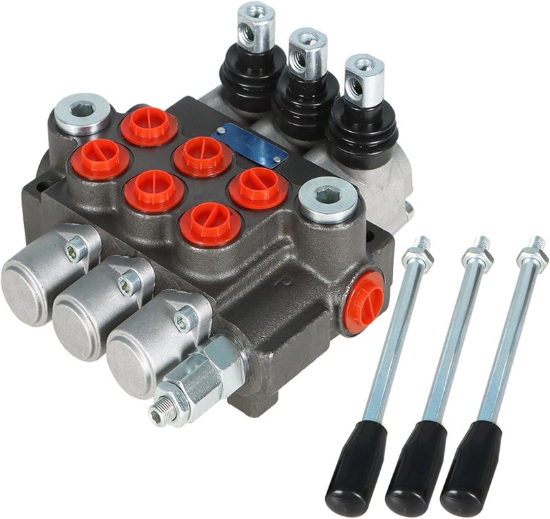 marddpair 3 Spool Hydraulic Directional Control Valve - Double Acting, 13 GPM, 3600 PSI, BSPP Ports for Tractors and Loaders - Image 1