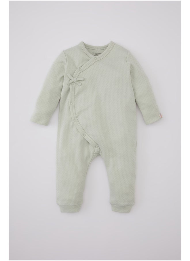DeFacto - Babygirl New Born Regular Fit Wrap Neck Long Sleeve Knitted Overalls - Image 1