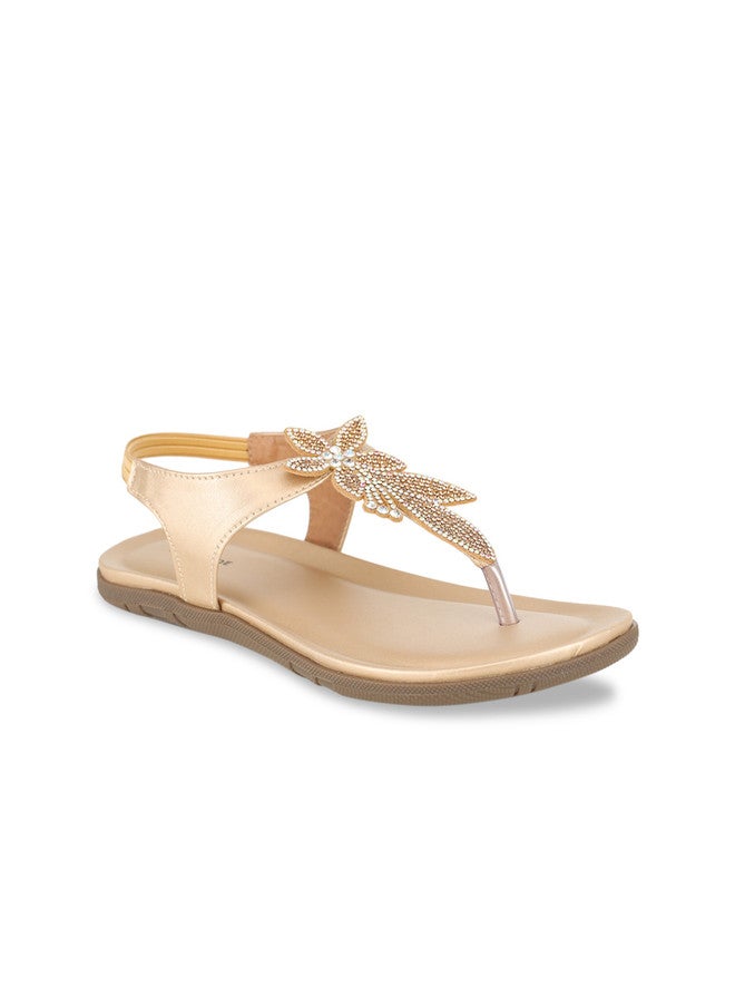 She Zone Shezone Women Gold Open Toe Flats - Image 2