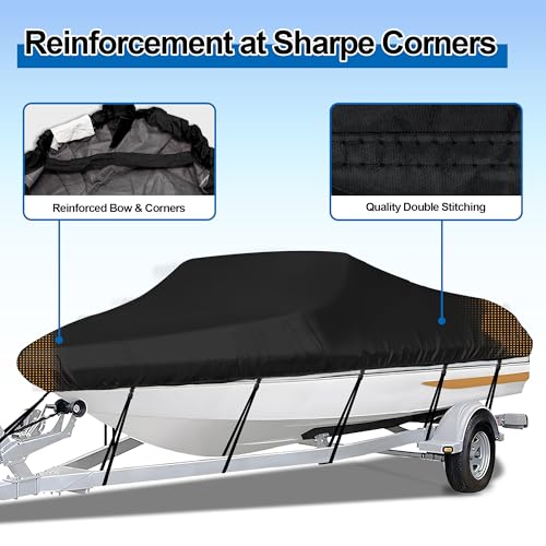 iCOVER Trailerable Boat Cover- 17'-19' Heavy Duty Waterproof Tarp Covers with Storage Bag, Fits V-Hull, Fish&Ski, Pro-Style, Fishing, Runabout, Bass Boats, up to 17ft-19ft Long X 96" Wide - Image 5