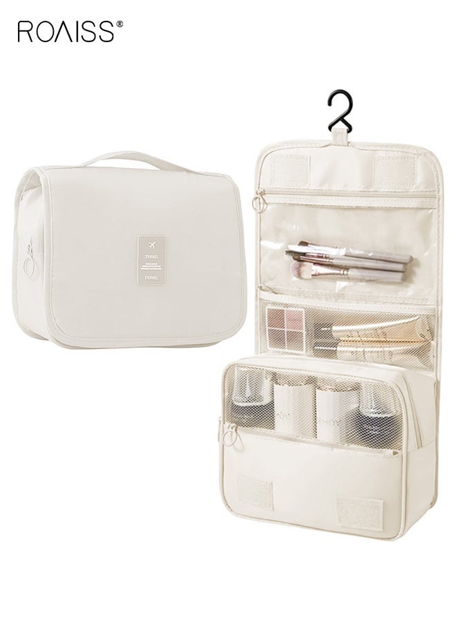 رويس حقيبة أدوات تجميل معلقة للسفر، حقيبة أدوات تجميل قابلة للتعليق، مصنوعة من البوليستر، متعددة الجيوب، سميكة ومقاومة للماء، حقيبة سفر عملية قابلة للتعليق، مناسبة للرحلات والسفرات التجارية. - Image 1