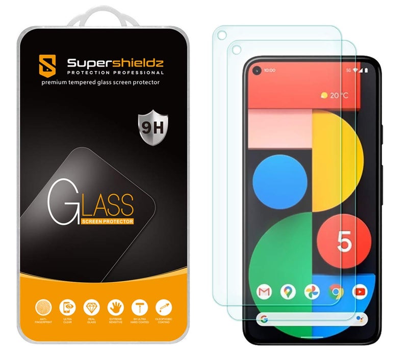 Supershieldz (2 Pack) Designed for Google Pixel 5 Tempered Glass Screen Protector, 0.33mm, Anti Scratch, Bubble Free - Image 1
