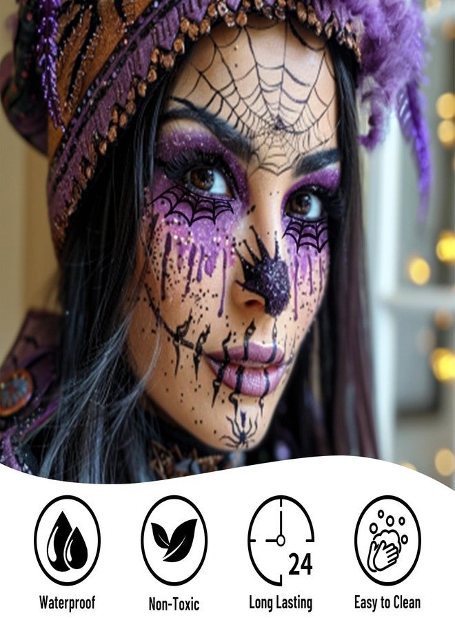 BOBISUKA Halloween Face Body Paint Kit, Professional Oil Based Face Painting for Witch Ursula Spider Skull Skeleton Clown Goth Costume Cosplay Stage SFX Makeup - Image 5
