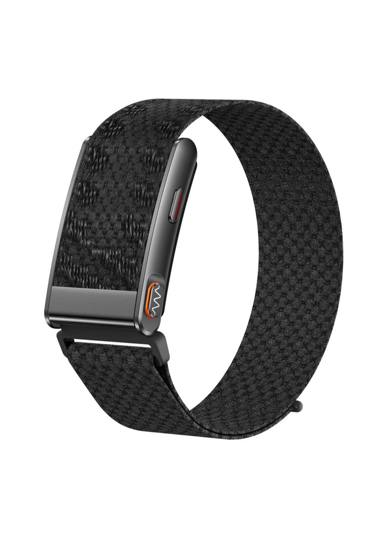 FUDIYA Men's smart bracelet, suitable for sports, fitness, and activities, all-day monitoring, waterproof and lightweight fitness tracker, GPS running route, multi-data analysis smart bracelet, black nylon strap + black silicone strap - Image 1