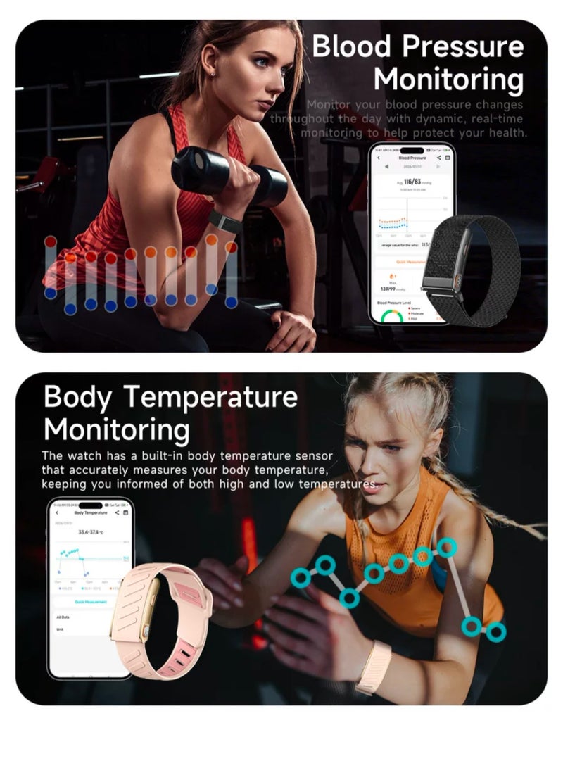 FUDIYA Men's smart bracelet, suitable for sports, fitness, and activities, all-day monitoring, waterproof and lightweight fitness tracker, GPS running route, multi-data analysis smart bracelet, black nylon strap + black silicone strap - Image 5