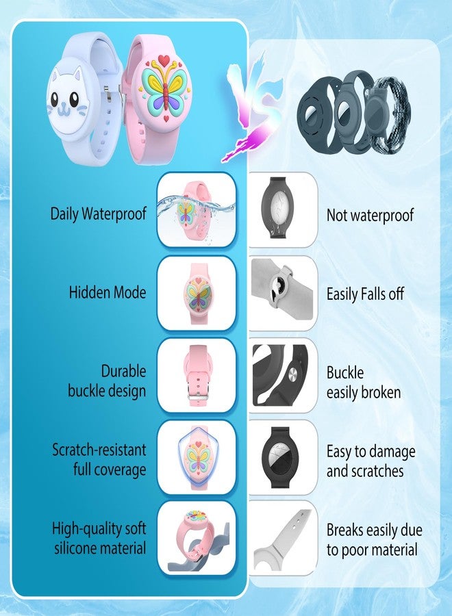 typecase Waterproof Air tag Bracelets for Kids (2 Pack) - Soft Silicone Hidden Air tag Wristband - Lightweight GPS Tracker Holder Compatible with Apple Airtag Band for Child - Image 5