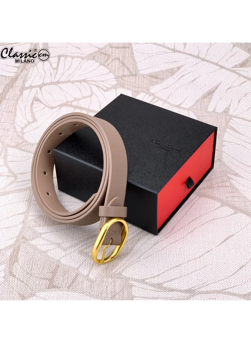 Classic Milano Dusky Brown (SGPU20) Classic Milano Women's Belt with Gift Box; Faux Leather Ladies Belt for Dresses, Jeans & Gowns; Stylish Womens Belt; Adjustable Girls Belt; Belt for Women | Full Length: 110 CM (Free Size - Fits up to the waist of 40 Inches / 100 CM) for Women | Best Price UAE