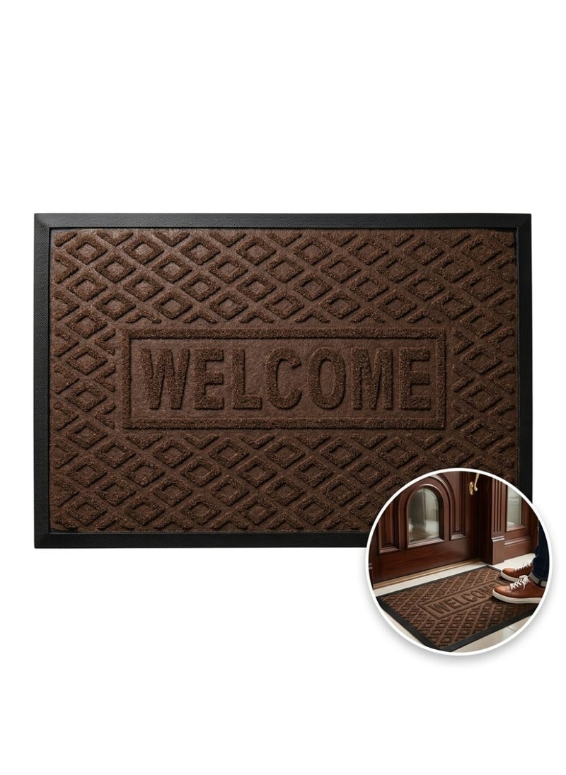 Brown Door Mat, Entrance Rug, Non-Slip Floor Mat, 60x40 cm - 60x40 سم - Image 3