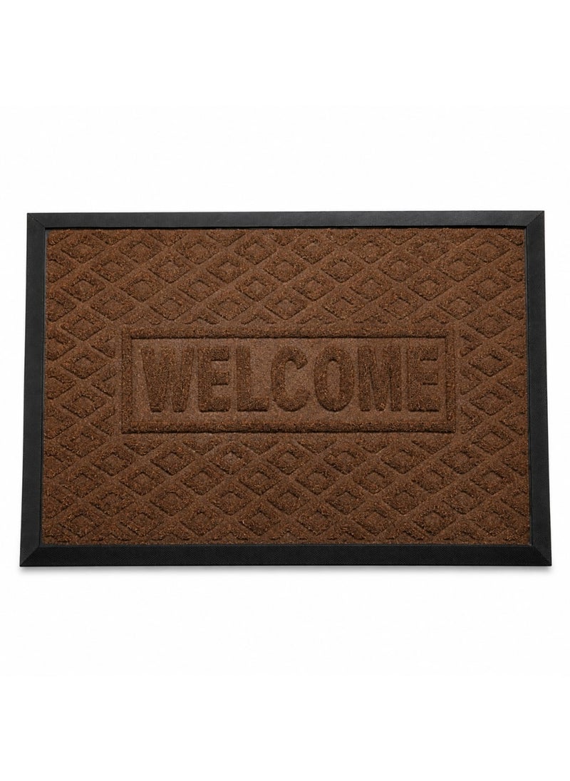 Brown Door Mat, Entrance Rug, Non-Slip Floor Mat, 60x40 cm - 60x40 سم - Image 1