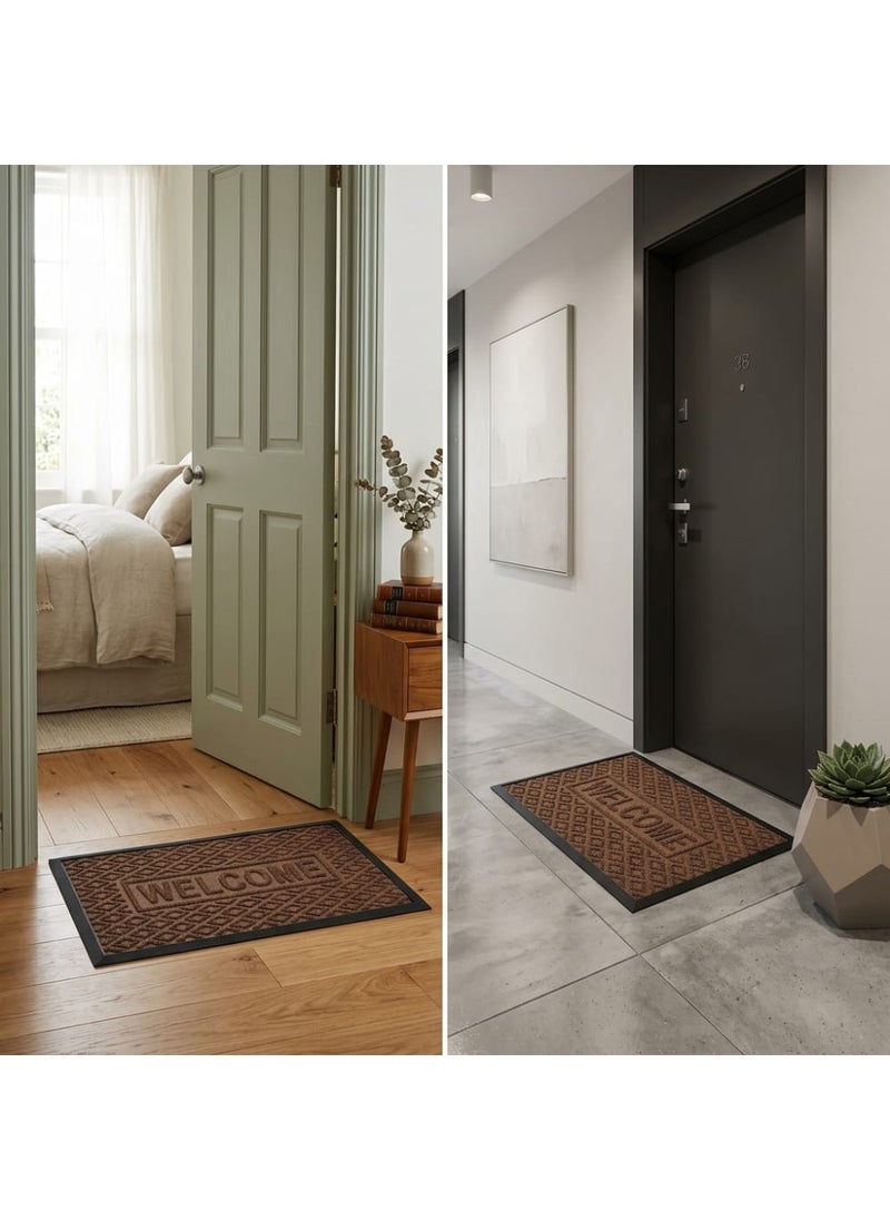 Brown Door Mat, Entrance Rug, Non-Slip Floor Mat, 60x40 cm - 60x40 سم - Image 2
