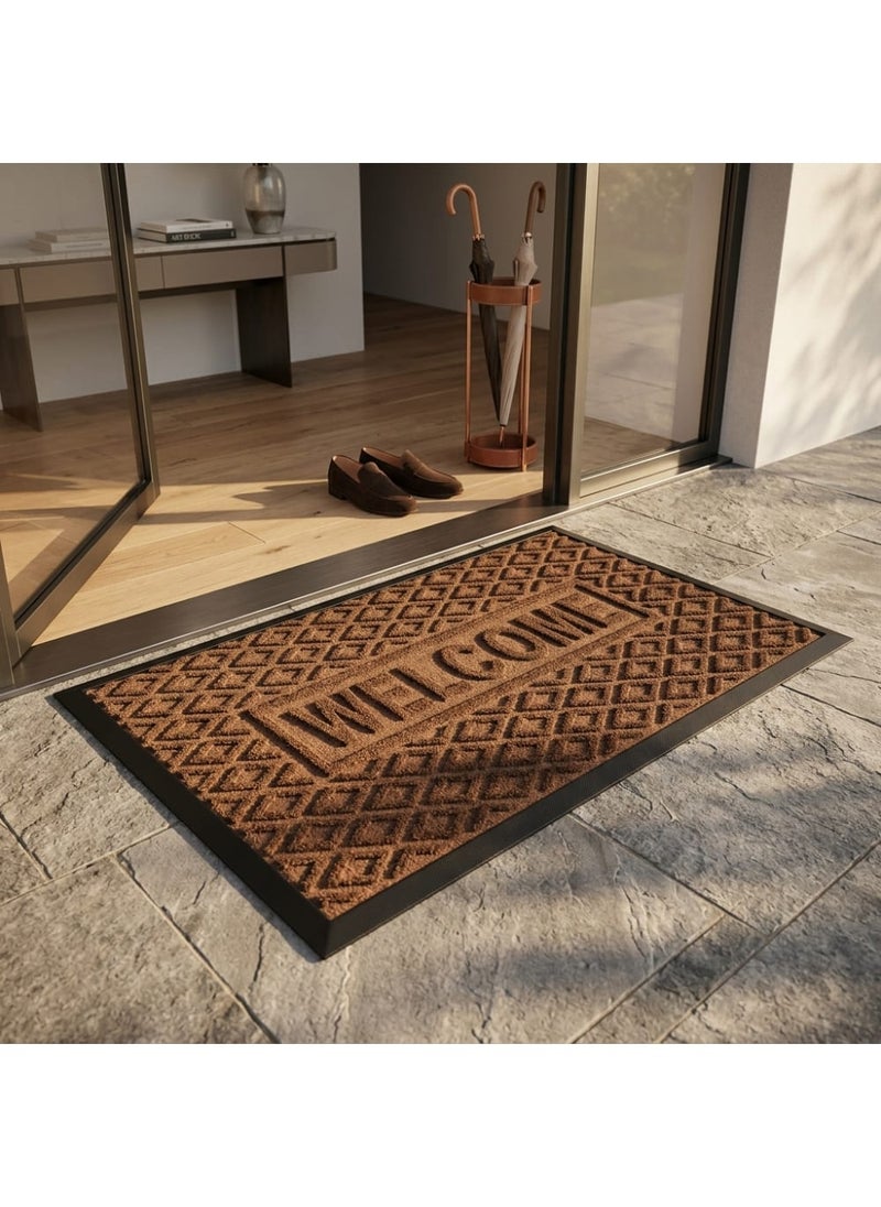 Brown Door Mat, Entrance Rug, Non-Slip Floor Mat, 60x40 cm - 60x40 سم - Image 4