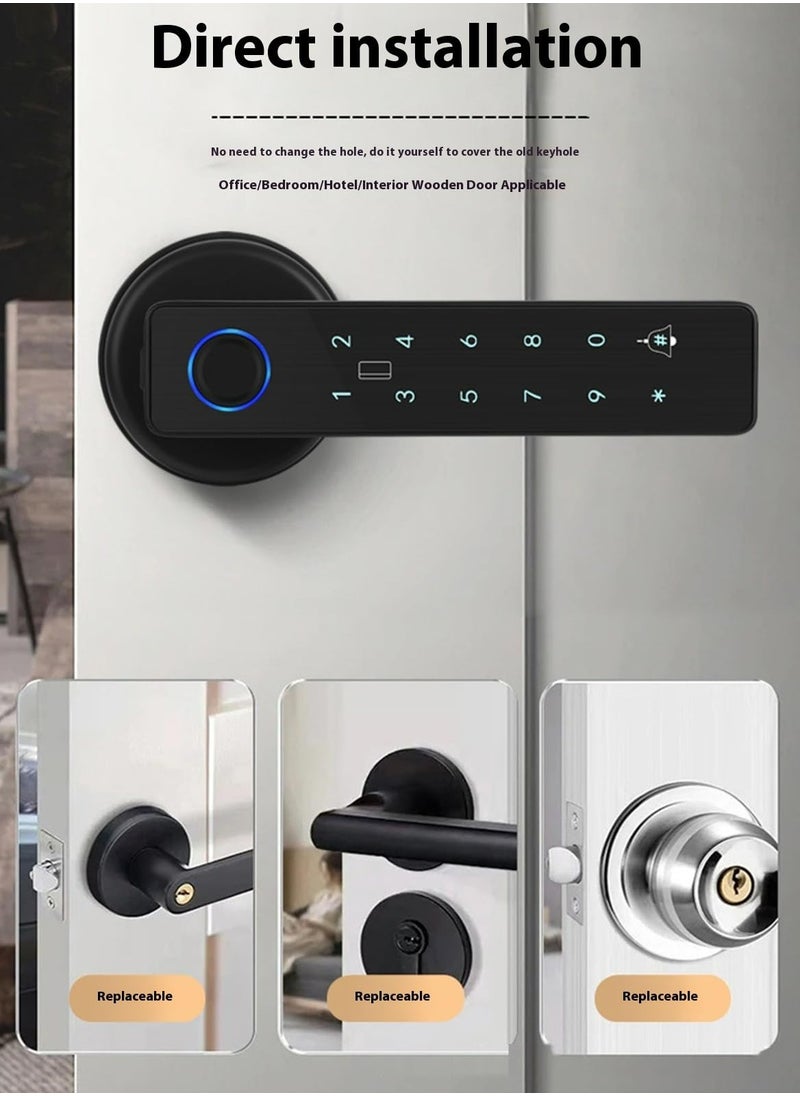 Dominy - Smart Door Lock, TuYa Smart Life APP, WIFI Fingerprint Electronic Door Lock, Fingerprint Swipe Card Password Key - Image 1