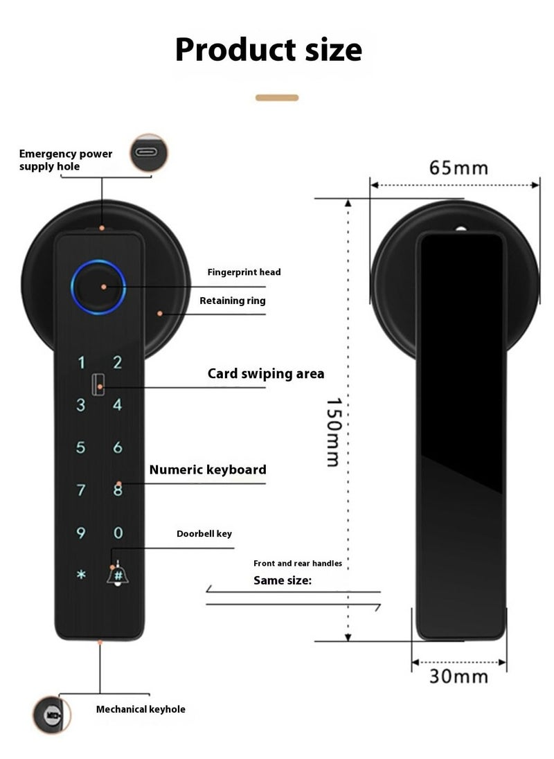 Dominy - Smart Door Lock, TuYa Smart Life APP, WIFI Fingerprint Electronic Door Lock, Fingerprint Swipe Card Password Key - Image 1