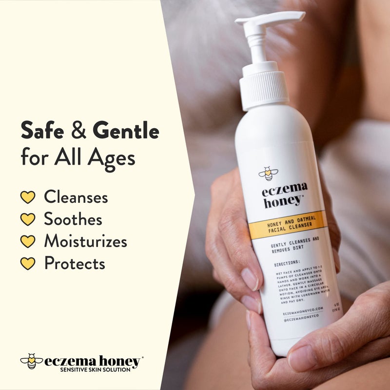 ECZEMA HONEY Oatmeal Facial Cleanser - Natural Eczema Face Wash Prevents Breakouts - Daily Gentle Face Cleanser for Dry, Itchy, Sensitive, & Irritable Skin (6 Oz) - Image 3