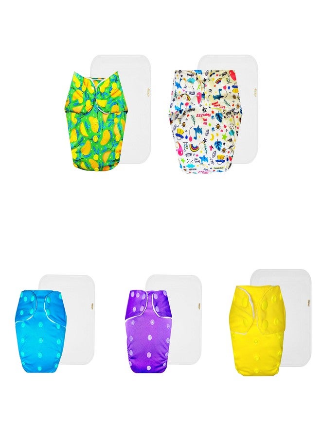 Dumbledo Premium Cloth Diaper with Cotton Insert (Pack of 5) | Snug Fit | Leakproof | Easy to Clean | Ideal for Toddlers | 3 Months - 3 Years | Unisex Baby - Image 1