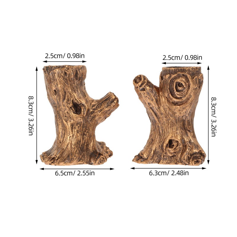 Vintage Tree Stump Candle Holder Pair Resin Wedding Party Centerpiece Table Decor - Image 3