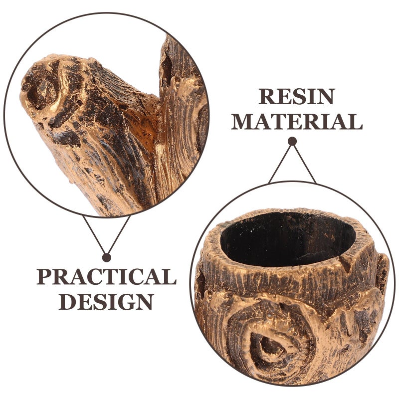 Vintage Tree Stump Candle Holder Pair Resin Wedding Party Centerpiece Table Decor - Image 4