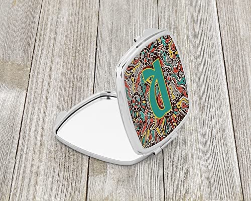 Caroline's Treasures CJ2013-RSCM Letter R Retro Tribal Alphabet Initial Compact Mirror Decorative Travel Makeup Mirror for Women Girls Gifts Pocket Makeup Mirror Folding Handheld - Image 2