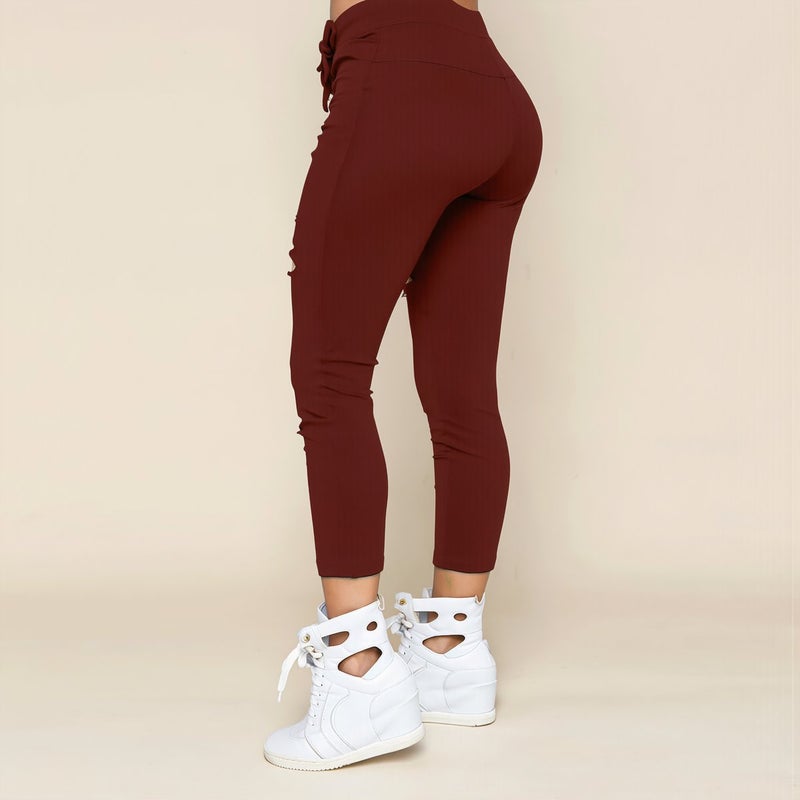 Womens Ripped Stretchy Capri Pants Soft Cotton Blend High Waist White S - Image 4