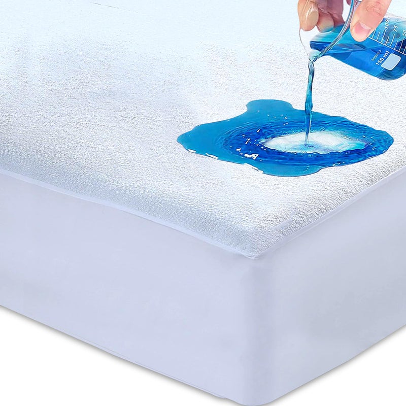 Linens World 100 Cotton Small Double Mattress ProtectorNon Allergenic  Breathable Deep Waterproof Mattress Protector Small Double NonNoisy Washable 4ft Mattress Protector 122 x 190cm