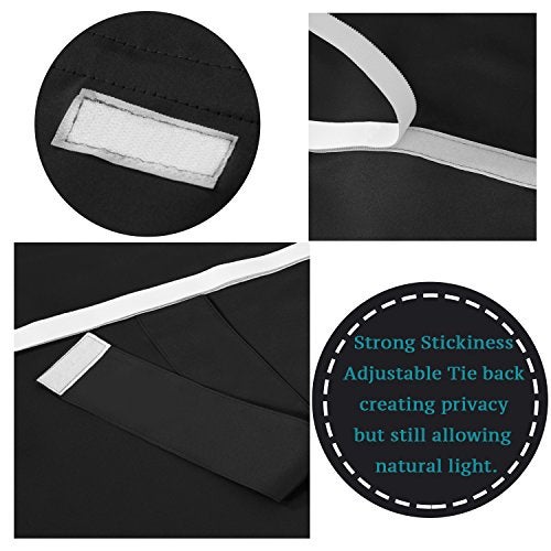 Flamingo P Blackout Tricia Window Door Curtains, Thermal Insulated Noise Reducing Privacy Patio Door/French Door/Glass Door Curtain Panels Rod Pocket, 2 Panels, Each 26" x 68", Black - Image 5