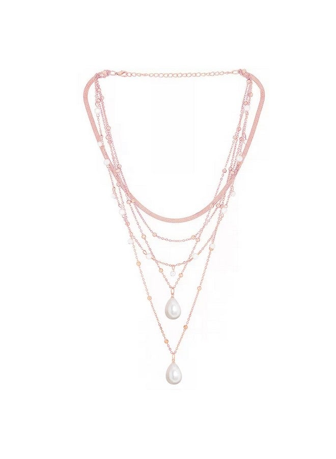 بيورا قلادة بيورا المطلية بالذهب الوردي ذات الطبقات، مجوهرات أنيقة، هدية للبنات والنساء (PX9N49) | هدية راخي راكشاباندهان للأخت بهابي، هدايا للنساء - Image 1