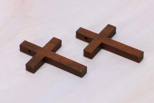 Penta Angel Natural Wood Cross Bulk 50Pcs Mini Wooden Cross Pendants Beads Charms Jewelry Findings for Bracelet Necklace Earring Jewelry Making and Craft DIY - Image 3