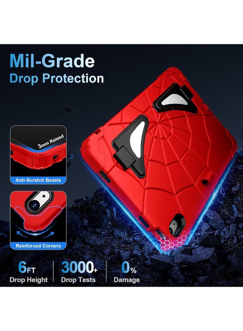 Aookay for iPad (A16) 11th Generation 11 Inch/iPad 10th Generation 10.9 Inch Kids Case - for Kids Cute Cool Cartoon Cover with Kickstand & Shoulder Strap & Pen Holder Design Shockproof (Red Black) - Image 3