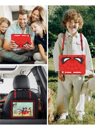 جراب للأطفال لجهاز iPad (A16) من الجيل الحادي عشر مقاس 11 بوصة/iPad من الجيل العاشر مقاس 10.9 بوصة - جراب لطيف برسومات كرتونية رائعة للأطفال مع حامل وحزام كتف وحامل أقلام مقاوم للصدمات (أحمر وأسود) - view 5
