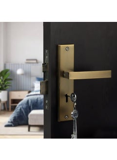 SAZE Saze Heavy Duty Mortise Door Lock Set for Main Door Door Lock for Bedroom Door Handle Lock Set Body for Main Door Lock Office Hotel Bathroom Matt Antique Brass Finish KyMg308  - Image 2