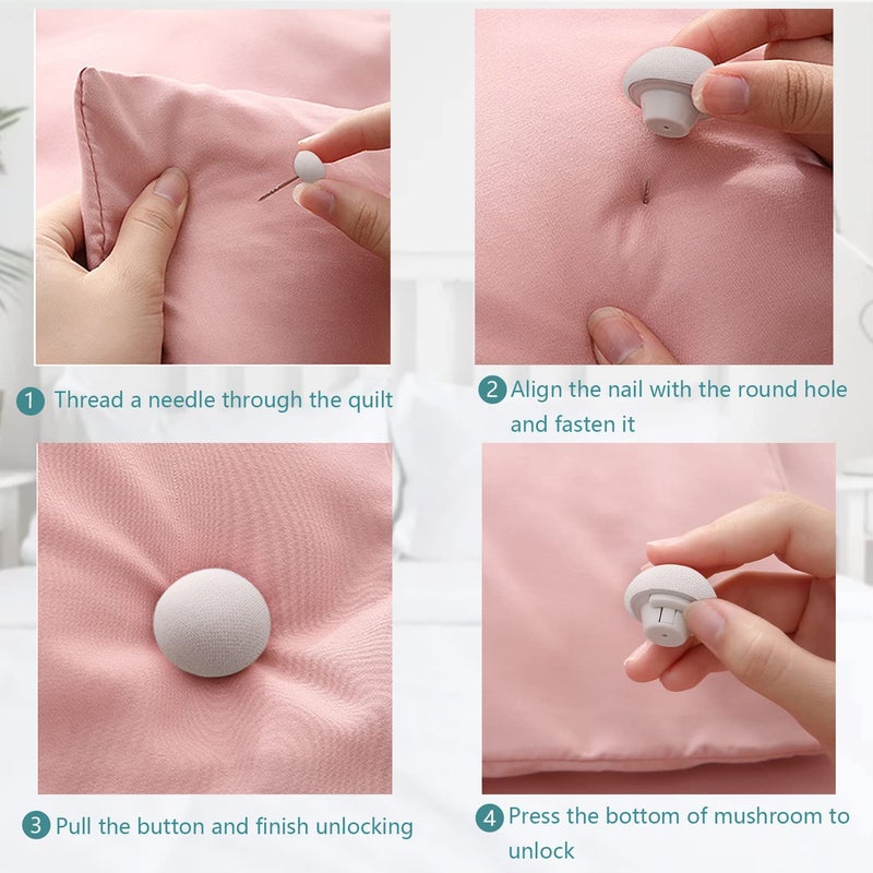 OLWICK OLWICK Mushroom Shape Duvet Clips NonSlip Cover Fixator Comforter Quilt Holder with OneKey Unlock for Blanket Bed Sheet Curtain Socks Mattress Covers - Image 3