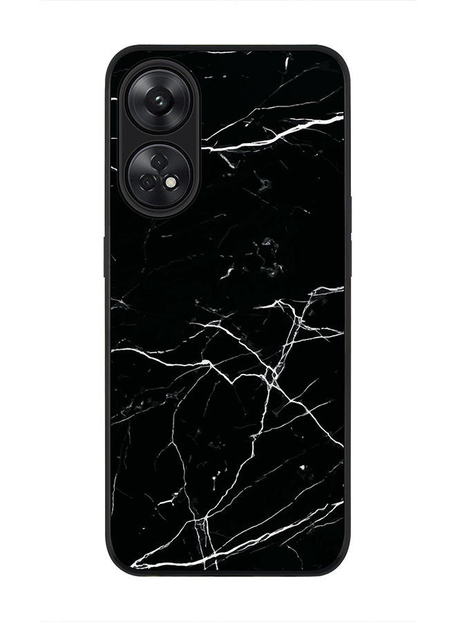 Stylizedd Rugged Black edge case for Reno 8T 4G Slim fit Soft Case Flexible Rubber Edges Anti Drop TPU Gel Thin Cover - Marble Print Black - Image 1