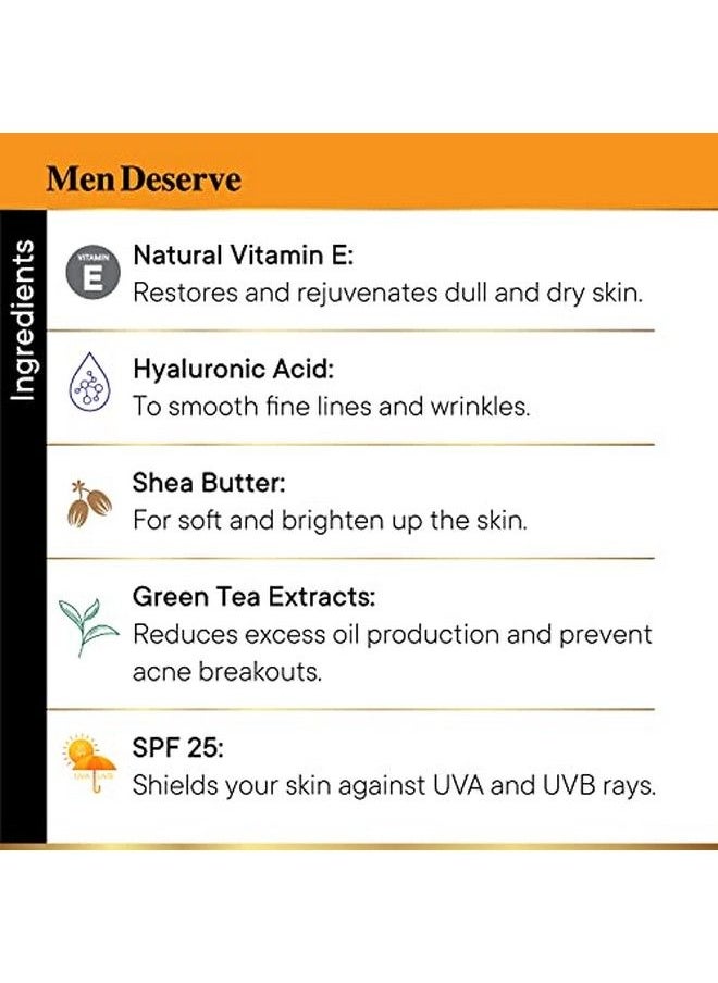 MEN DESERVE - Intensive Moisturizer With Spf 25 For Whitening Anti Pollution And Dark Spot Reduction (50 Gm) - Image 1