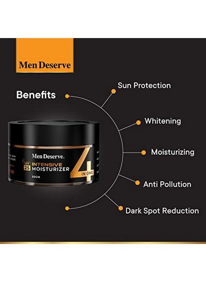 MEN DESERVE - Intensive Moisturizer With Spf 25 For Whitening Anti Pollution And Dark Spot Reduction (50 Gm) - Image 1