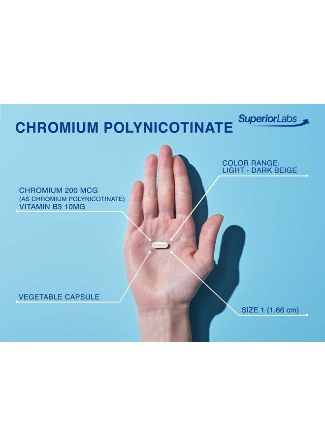 Superior Labs - Pure Chromium Polynicotinate Supplement Made In Usa 200Mcg + Vitamin B3 For Optimal Absorption Veggie Cap 14 Week Supply - Image 1